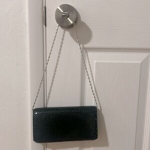Jessica McClintock Black Chain Shoulder Bag with snap closure